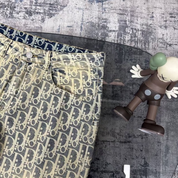 Dior Beige and Blue Straight Leg Jeans - Picture 3 of 9